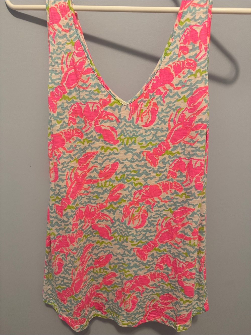 Lilly Pulitzer Gigi Tank Top Pop Up Lobstah Roll Pink Blue Size S